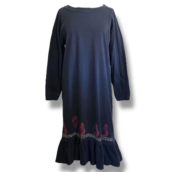 Vintage 90s Mary Jane Artwear Womens Dress Sz Medium Black Art To Wear Midi - Picture 1 of 7